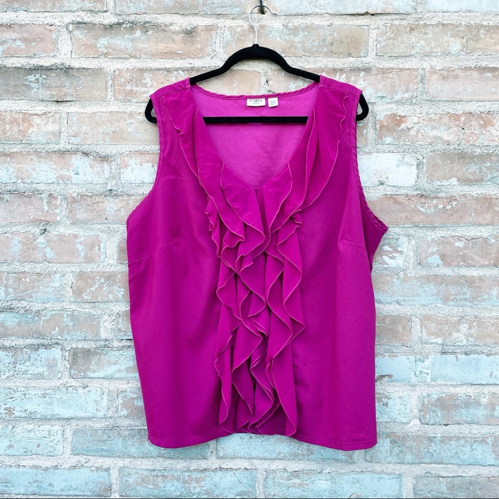 Cato Fuchsia Ruffle Front Sleeveless Tank Top